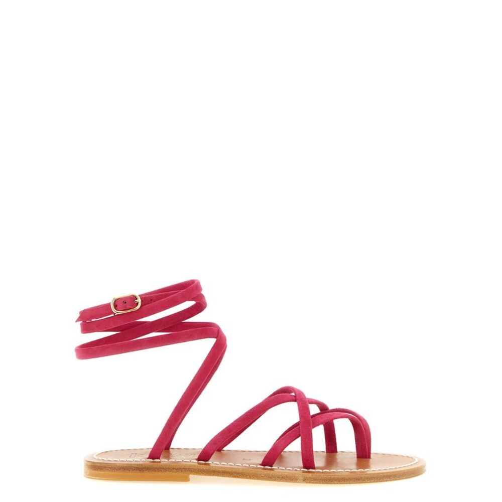 K.JACQUES SAINT TROPEZ Fuchsia Calfskin Flat Women's Sandals